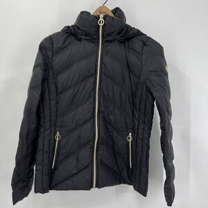 Michael Michael Kors Women's Down Puffer Jacket Black Removable Hood